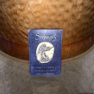 ✨5/$25✨Pewter Angel Pocket Token/Coin featuring the word "Strength".